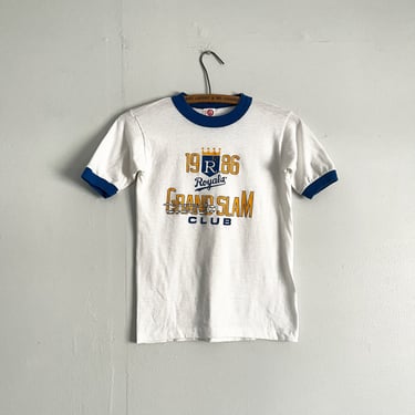 Vintage 80s Kansas City Royals Grand Slam Baby T Ringer Shirt Womans Size S 