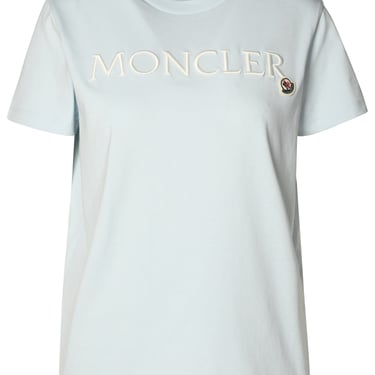Moncler Woman Light Blue Cotton T-Shirt