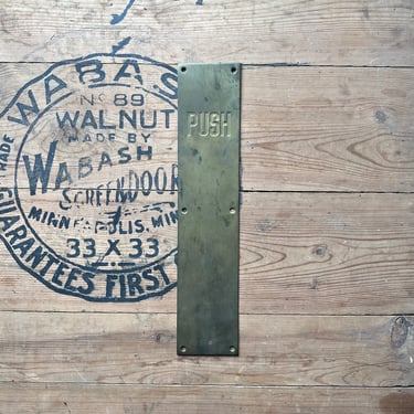 Vintage Brass Salvaged Door Push Plate 