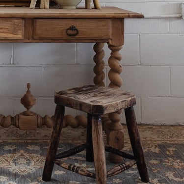 vintage french primitive handmade stool