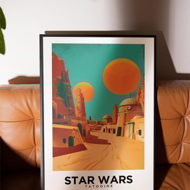 Star Wars Planet Poster: Tatooine Minimalist Art for Galactic Home & Gaming Decor 