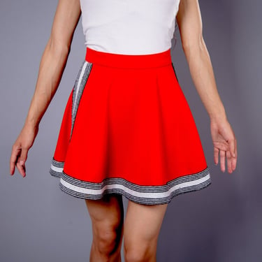 Vintage 1970s Orange Cheerleader Miniskirt Extra Small 