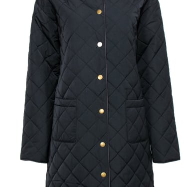 Kule - Black Snap-Up Longline Quilted Puffer Jacket Sz S