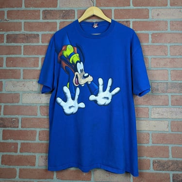 Vintage 90s Double Sided Disney Goofy Bustin' Through ORIGINAL Cartoon Tee - Extra Large 