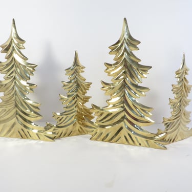 Vintage Gold Tone Folding Christmas Trees - Gold Tone Christmas Trees 