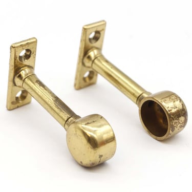 Pair of Vintage Polished Brass Towel Bar Brackets