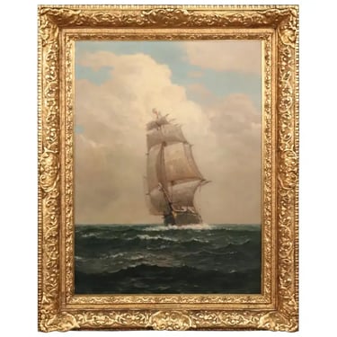 Fine Signed Painting of a Tall Sailing Ship James Gale Tyler