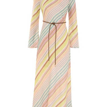 Halliday Bias Long Dress - Multi Stripe