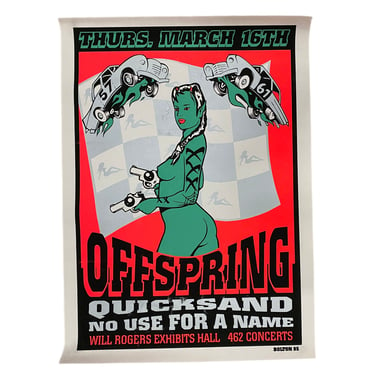 Vintage Offspring Quicksand No Use For A Name "Will Rogers Exhibits Hall" Bolton 1995 Screenprinted Poster