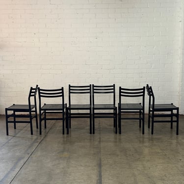 Contemporary Black lacquer Dining Chairs - Set of Six 