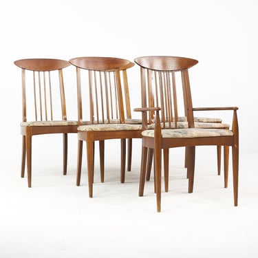 Broyhill Sculptra Mid Century Walnut Dining Chairs - Set of 6 - mcm 