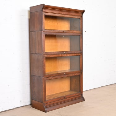 Antique Arts &#038; Crafts Oak Four-Stack Barrister Bookcase by Gunn Furniture, Circa 1920s