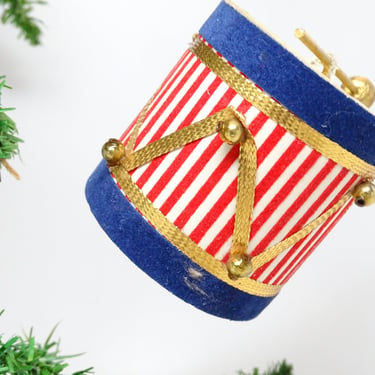 Vintage 1950's  Patriotic Drum Christmas Ornament, Retro Holiday Decor,  MCM 