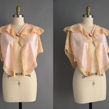 vintage 1920s blouse | Gorgeous Ballet Pink Silk Satin Caplet Blouse | Small Medium 