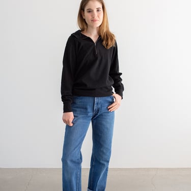 Vintage Overdye Black Half Zip Layer | Thermal Shirt | S M 