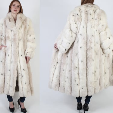 Full Length EVANS Arctic Spotted Fox Fur Coat 