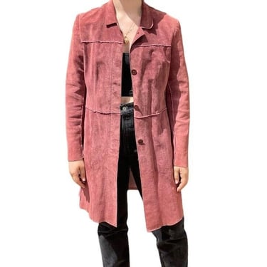Vintage Y2K Womens Anonymous John Carlisle Pink Suede Leather Jacket Sz M 
