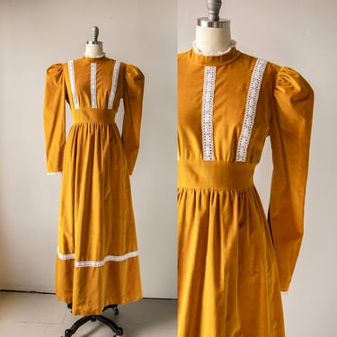 1960s Dress Velvet Maxi Gown Long Sleeve M 