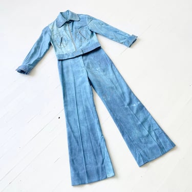 1970s Günter Project 2 Studded Blue Tie-Dye Suit 