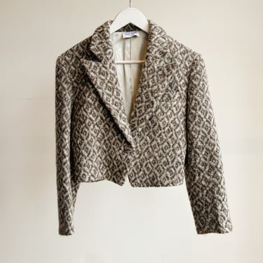 Cropped Textured Wool Jacket