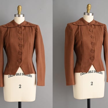 vintage 1940s Jacket | Nutmeg Wool Fall Winter Jacket | Small 