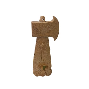 Natural Tan Beige Color Stone Carved Artistic Axe Shape Display Art ws3344E 
