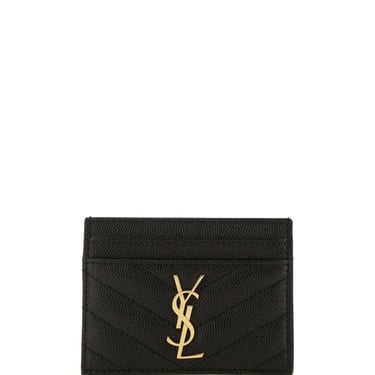 Saint Laurent Paris Women Cassandre Matelassé Card Case In Grain De Poudre Leather