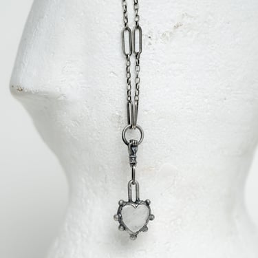 Sterling Silver Plated Copper Hand and Cloudy Quartz Necklace