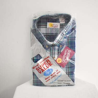 1980s/90s NOS Plaid Short Sleeve Shirt 