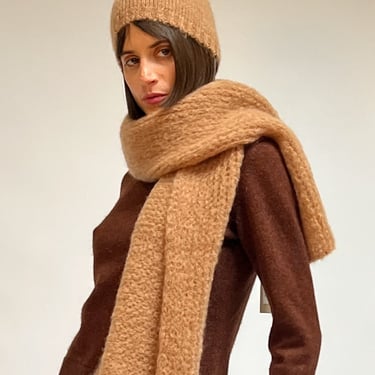 Cocobello Mohair Knit Hat in Toffee