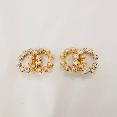 Chanel Rhinestone C Earrings