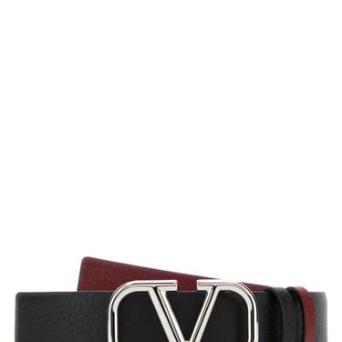 Valentino Garavani Man Black Leather Reversible Vlogo Belt