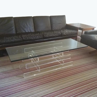 Danish Modern Lucite & Glass Coffee Table Style of Karl Springe Mid Century MCM