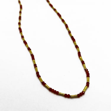 Carnelian and Gold Vermeil Bead Necklace