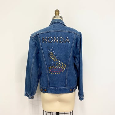 1960s Motorcycle Jacket | Honda Goldwing on a Blue Bell Maverick Denim Jacket | Men's Size 40 