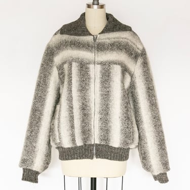 1970s Jacket Wool Stripe Weave L 