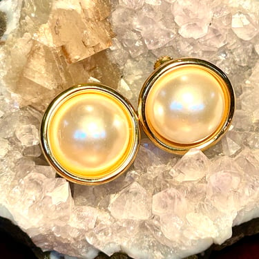 Vintage Napier Pearl Earrings Faux Pearl Screw Back Clip On Retro Fashion Gift 