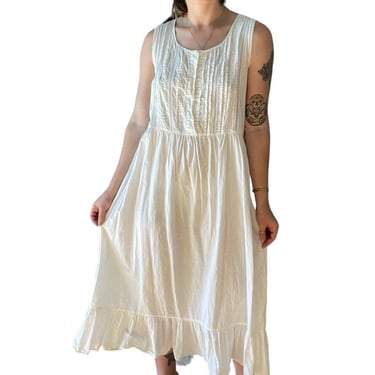Vintage 1990s Gold Label Victoria Secret White Hippy Cotton Midi Dress Sz M 