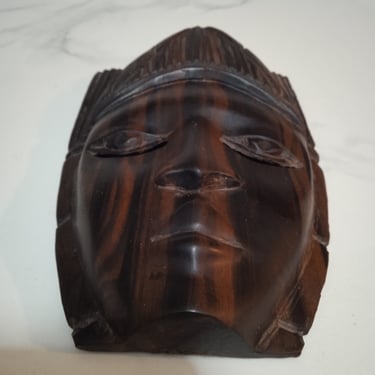 Vintage African Wall Mask, Wood Hanging African Mask, African Wall Decor, Tribal Art, Wood Wall Plaque 