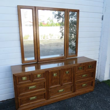 Hollywood Regency Long Dresser TV Console with Mirror by Thomasville 1515