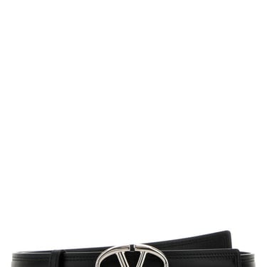 Valentino Garavani Women Black Leather Vlogo The Bold Edition Belt