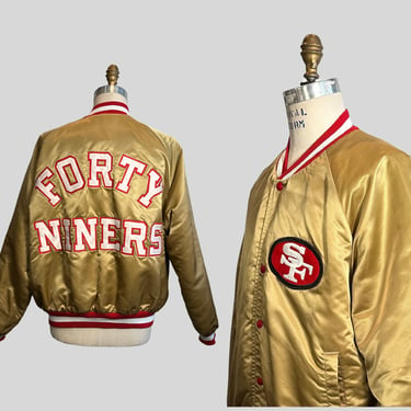 GO FORTY NINERS! Vintage 80s San Francisco 49ers Jacket | 1980s  Sf NfL Football Red & Gold Satin Starter Jacket | Sz X Large 