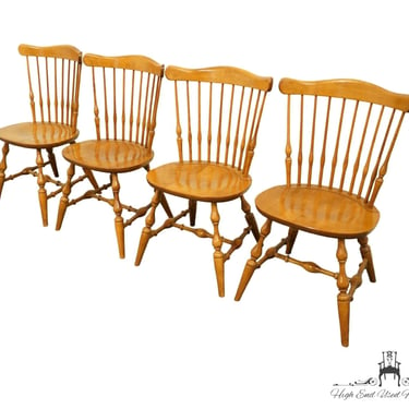 Set of 4 ETHAN ALLEN Heirloom Nutmeg Maple Spindle Back Dining Chairs 10-6102 