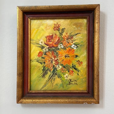 Original Vintage Oil Painting, Floral Bouquet 