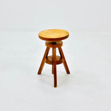 Vintage Solid wood adjustable screw craftsman stool 1960s  