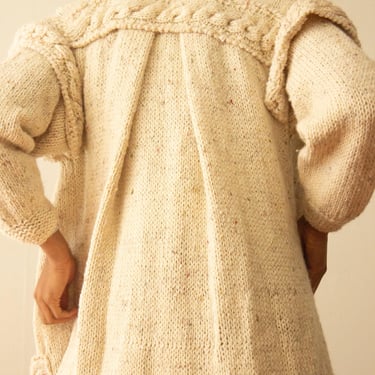 1980s Hand Knit Wool Drop Shoulder Duster 