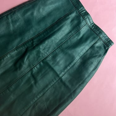 VTG 80s Green Leather Pencil Skirt 