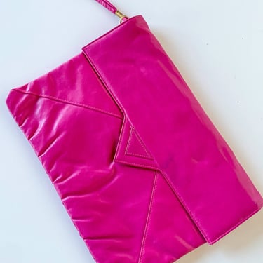 1980s Hot Pink Leather Clutch