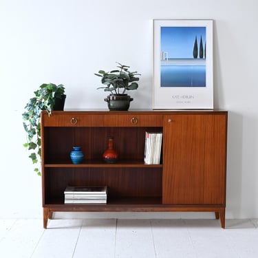 Vintage Mahogany Bookshelf with Storage Compartment and Drawers 