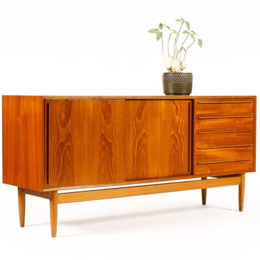 Danish Modern / Mid Century Teak Credenza / Sideboard — Sliding Doors — H.P. Hansen for Randers Møbelfabrik 